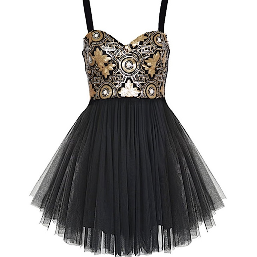 DOLLS KILL #69 Ballerina Black Mesh Sequin Party Dress LARGE
